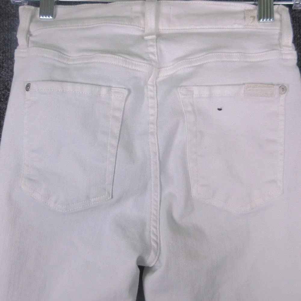 7 For All Mankind The High Waist Ankle Skinny Jeans Womens 25 White Denim